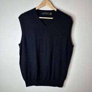 Eildon Hills 90’s Mens Sweater Sleeveless Vest V-Neck Black Merino‎ Wool Size L